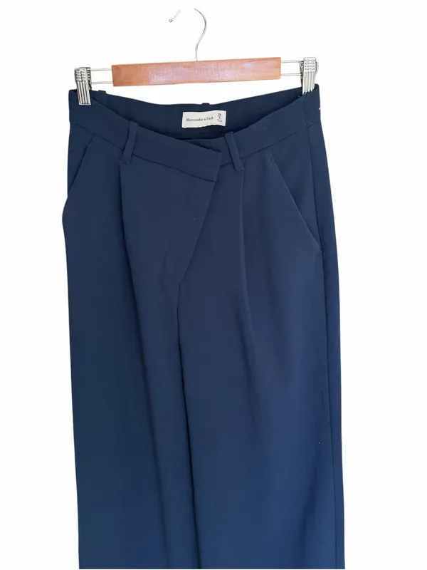 Abercrombie - Sloane Tailored Wide Leg Pants Navy Size 28/6 Long - Image 3