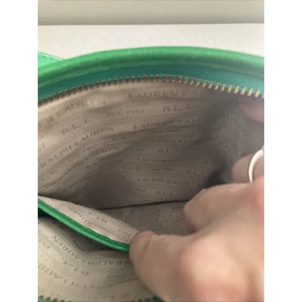 Lauren Ralph Lauren Leather Pebbled Crossbody Green Gold Hardware - Image 10