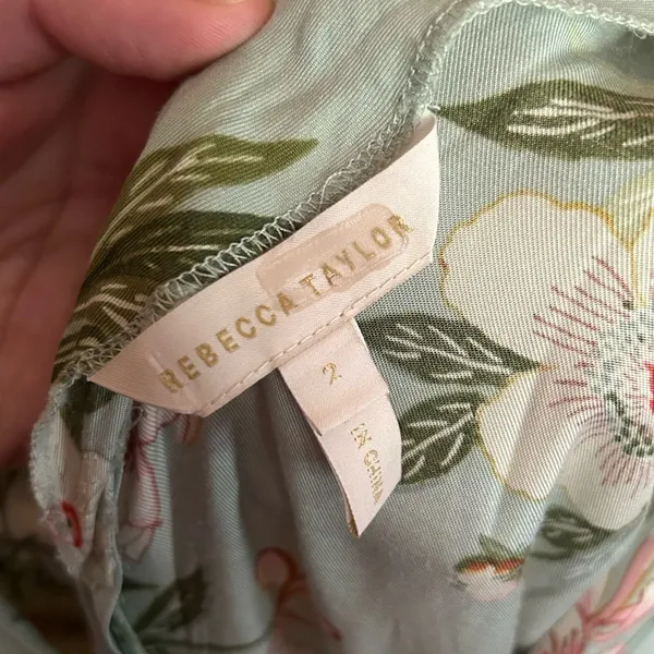Rebecca Taylor Sleeveless Lita Tie Slip Dress Mint Floral Silk Cottage Size 2 - Image 7