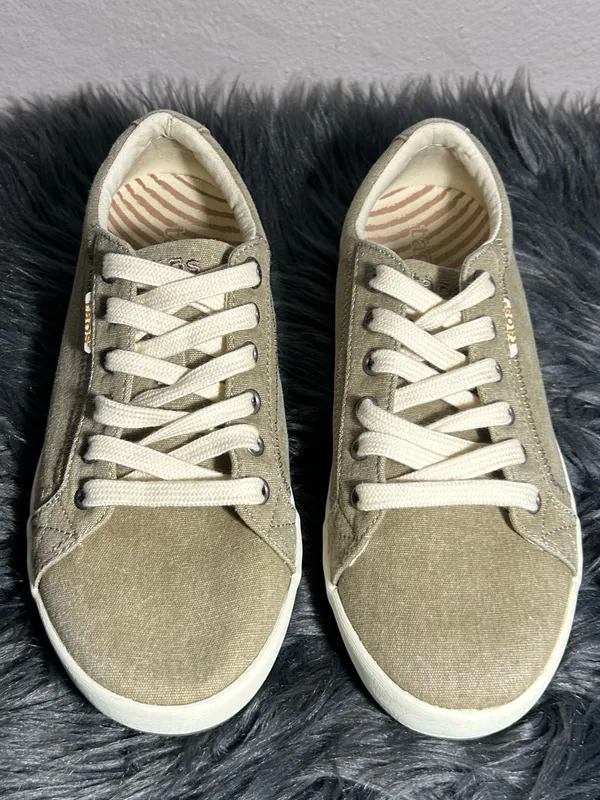 Taos Footwear Star Oat Wash Canvas Beige Canvas Lace-Up Women's Sneaker Size 8.5 - Image 3