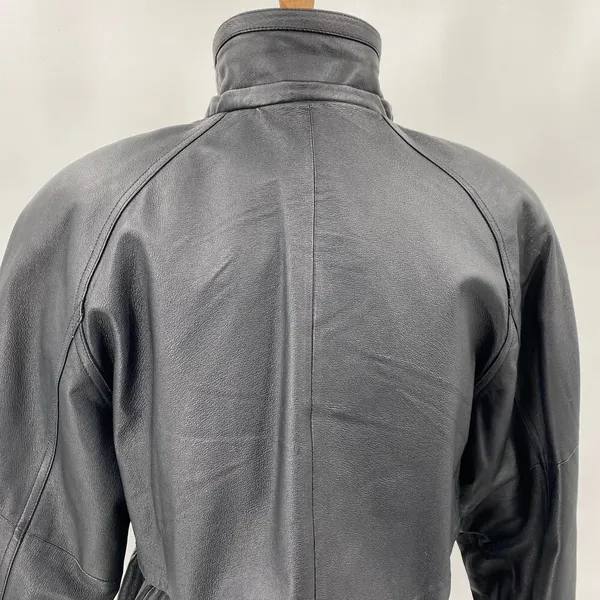 Vintage Genuine Leather Jacket Longline Layered Full Front Zipper Womens Medium - Image 8