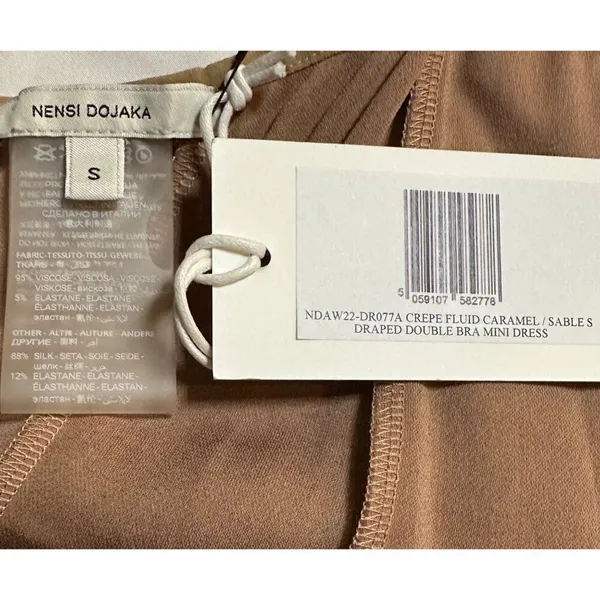 Nensi Dojaka Draped Double Bra Mini Dress in Caramel & Sable Small New Womens - Image 9