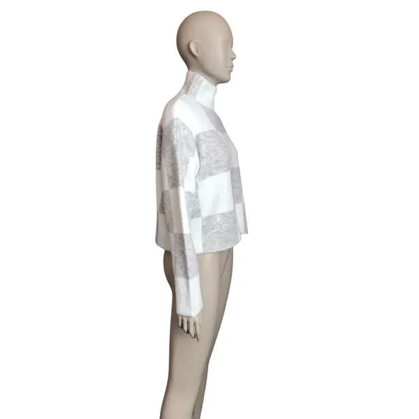 Pink Lily Gray and White Turtleneck Sweater - Image 3