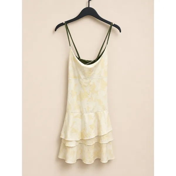 OFFLINE by Aerie Womens Exercise Dress Medium Yellow Marble Real Me Ruffle Mini - Image 2