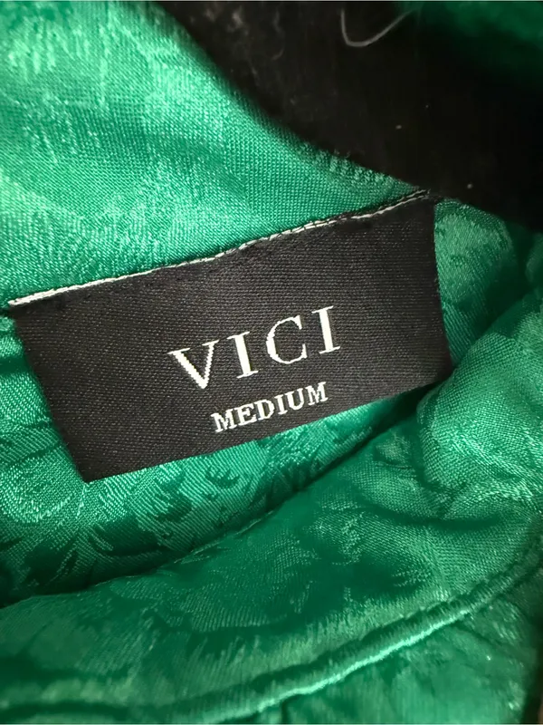 VICI- Green Floral Jacquard High-Neck Blouse - Women Tops size Medium - Image 4