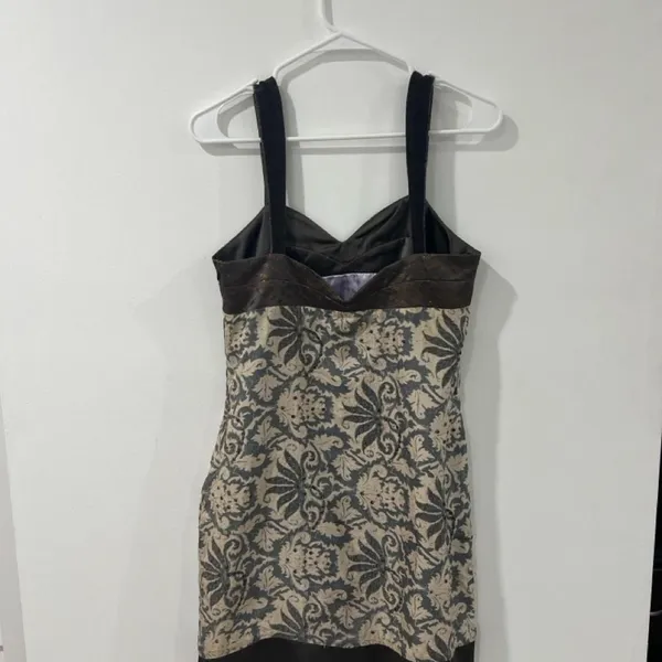Custo Barcelona Silk Blend Mini Dress Size 8 Y2K 2000s Whimsigoth Metallic - Image 3