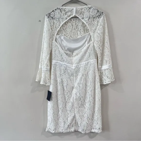 NWT Lulus Show My Love White Floral Lace 3/4 Bell Sleeve Mini Dress‎ MEDIUM - Image 8