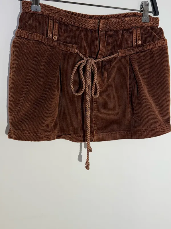 We The Free Corduroy Drawstring Skirt in Rust Free People - Image 5