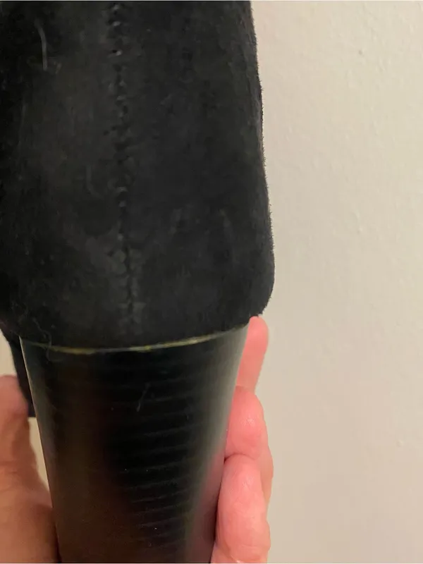 X2B Womens Size 6.5 6 1/2 Black Faux Suede 25” Tall Boots 3.75” Chunky Heel Ties - Image 7