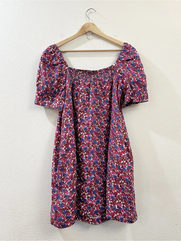 J.Crew Afternoon Linen Dress in Berry Floral Size Medium - Image 7
