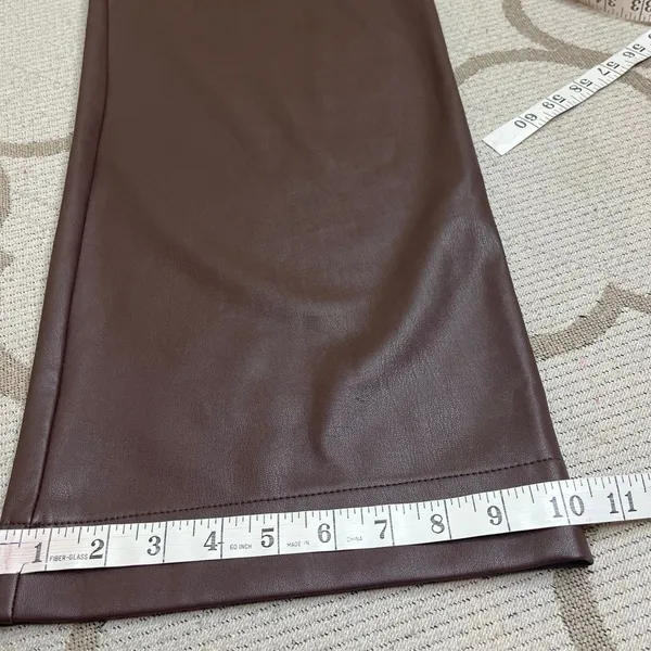 Maeve Anthropologie Colette Faux Leather Wide Leg Pants Dark Brown Size 28 - Image 6