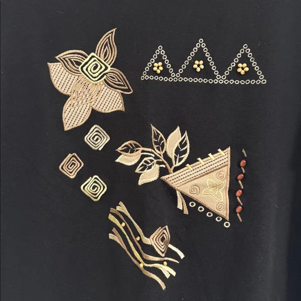 Vintage Blast Morocco Embroidered Short Sleeve Pique T-Shirt Gold Accents size M - Image 2
