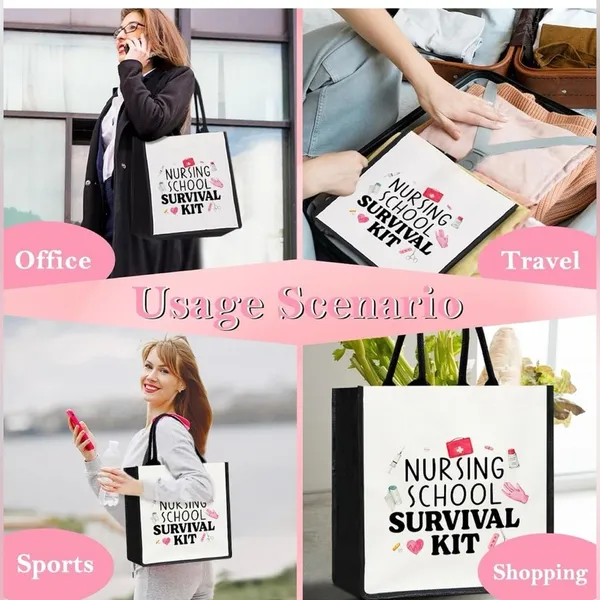 Source Unknown Nursing School Survival Kit Canvas Tote Bag NWT Reusable Multiple Use Tote - Image 10