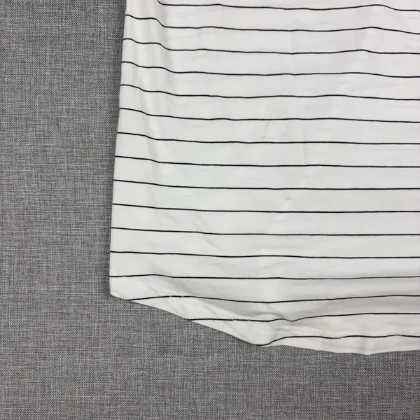 Lululemon Striped Shirt Womens 2 White V-Neck Short Sleeve Pima Cotton Top - Image 16