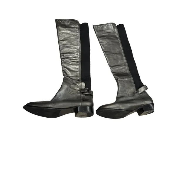 Tory Burch gray black shoes knee high boots leather upper size 10.5 M SKU 2924 - Image 2