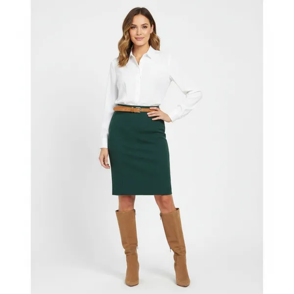 Express Hunter Green Knee Length Pencil Skirt NEW 0 - Image 5