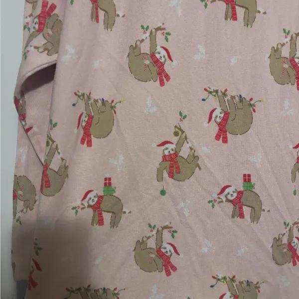Cuddl Duds Pink Soft Long Sleeve Top with Christmas Holiday Sloth Print - Image 5