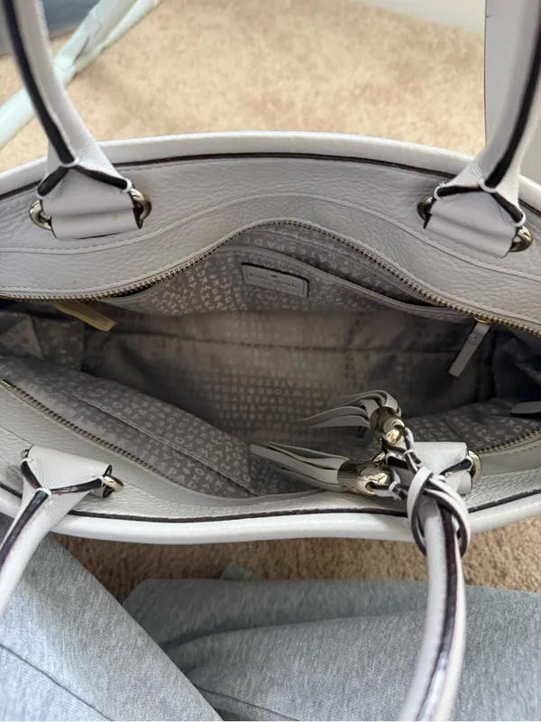 kate spade Light Gray Leather Satchel with Tassel Strap - Image 4