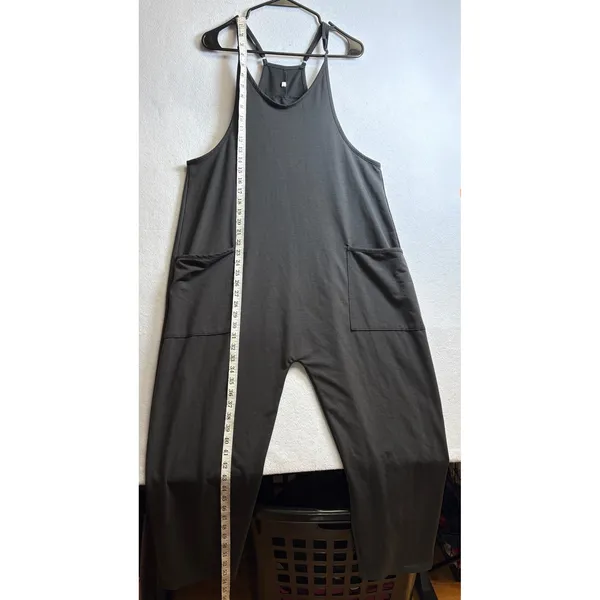 Unbranded Charcoal Gray Harem Jumpsuit Sleeveless Wide Leg Overalls Small - Image 9