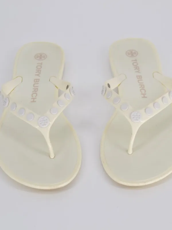 Tory Burch Studded Jelly Flip Flop Sandal Cream White 7 - Image 4