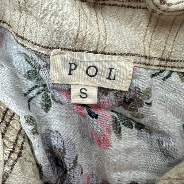 POL Cream Multicolor Floral Cotton‎ Long Sleeve Button Down Shirt Size S - Image 5