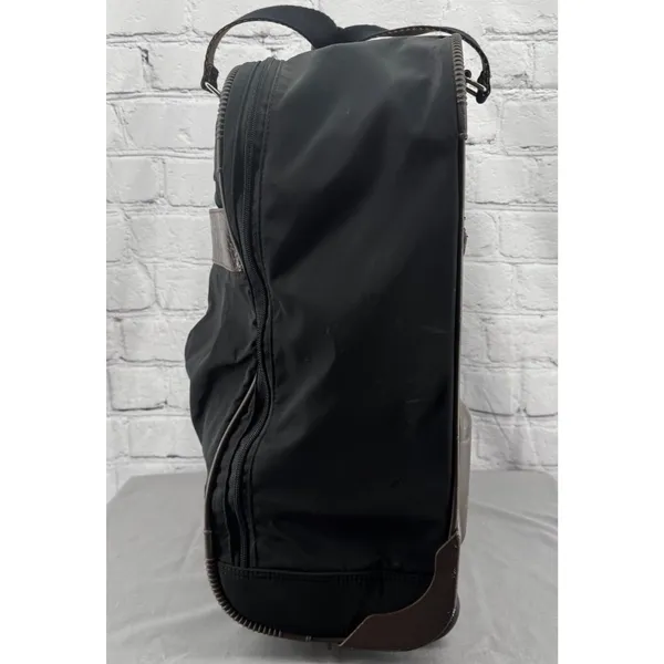 VTG Brighton Black Bag Brown Leather Accents Wheeled Carry-On Luggage 21" - Image 4