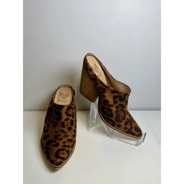 Beast Fashion‎ Leopard Print Mule Booties Block Heel Women's Size 8 - Image 6