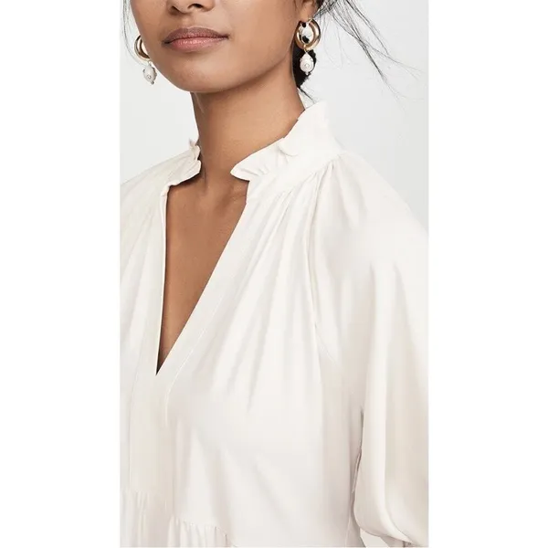 Amanda Uprichard Saffron Dress 3/4 Sleeve Ruffle Tiered Midi white xs‎ - Image 5