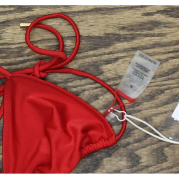 NWT Sunkissed Womens Le Triangle Bikini Top Swim Cherry Red S - Image 6