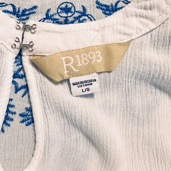 Embroidered White and Blue Women's Top - Image 5
