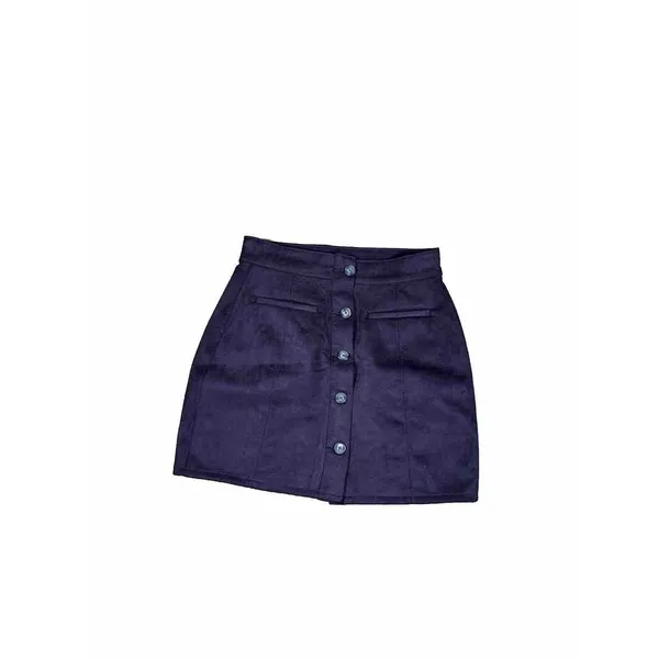 Maurice's Faux Suede Brown Mini Button Front‎ Women Skirt Sz 8 - Image 2