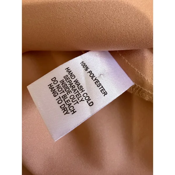 Lulus Maxi Dress S Champagne Satin Mock Neck Sleeveless Side Slit Rose Gold Prom - Image 14