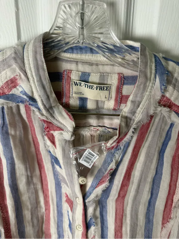 Free People Valley Double Cloth Striped Shirt in Ivory Combo L - Image 6