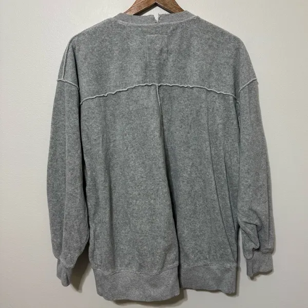 Aerie Graphic Crewneck Winter Tour Size XS Oversized Sweatshirt Gray - Image 3