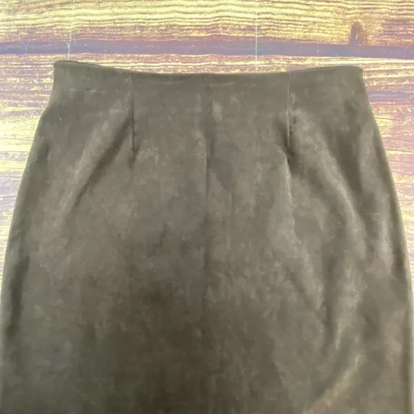 Vintage Ilyza New York Brown Pencil Skirt Size 6 Casual Office Suede Like 90s - Image 5