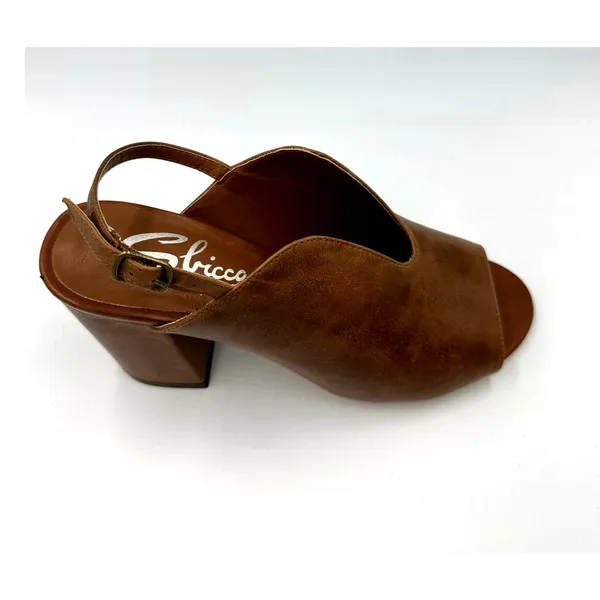 Real Leather Sling Back Chunky Heel Peep Toe Sbicca Windor Brown size 7 - Image 11