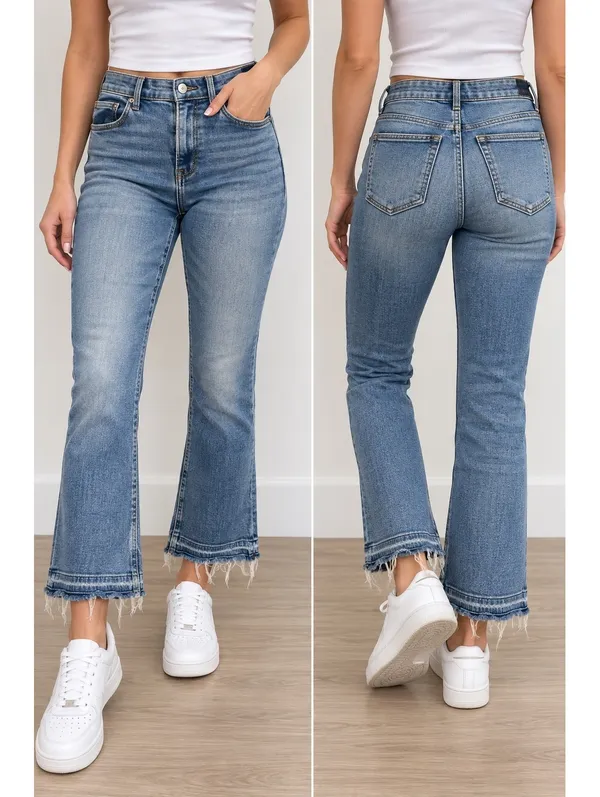 Abercrombie & Fitch High Rise Ankle Flare Jeans Women’s 27/4 Raw Hem - Image 2