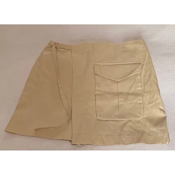 Zara Wrap Cargo Skort Womens XS Beige Sand 100% Cotton Utility Mini Skirt Shorts - Image 3