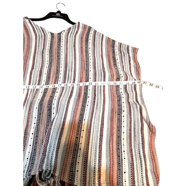 Altar’d State Striped Fringe Open Front Poncho Top Size S Boho Southwestern - Image 2