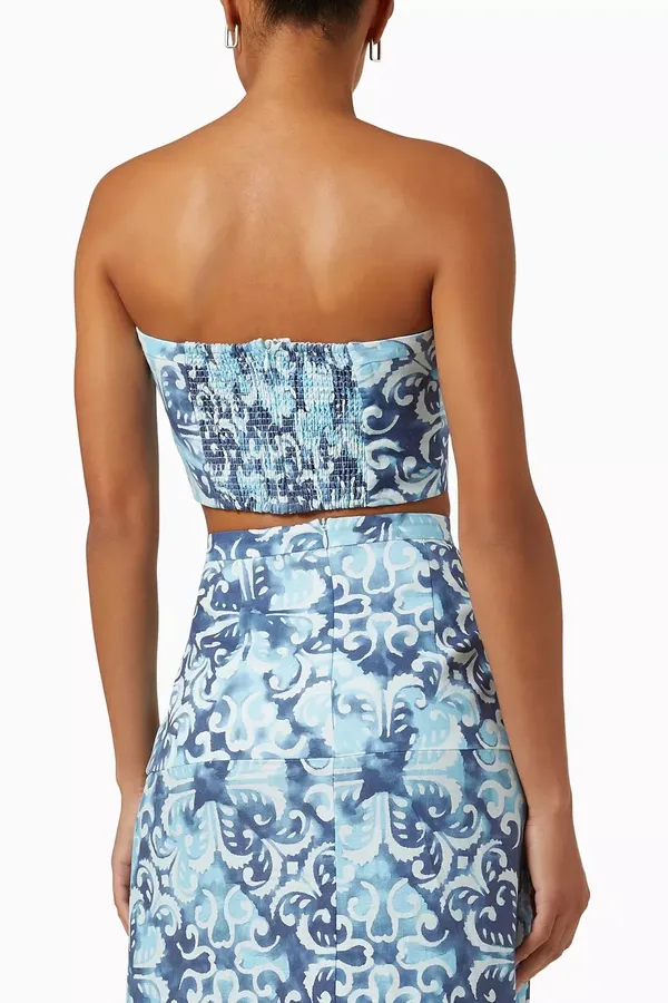 ALEXIS Isola Top in Blue & White Linen XS NWT - Image 2