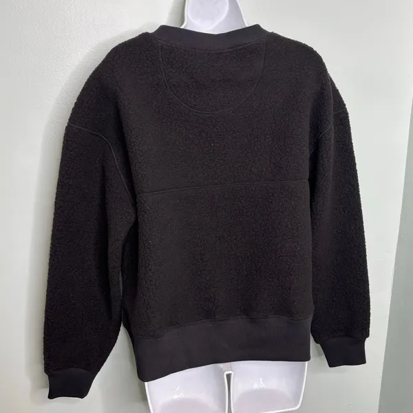 Everlane Renew Fleece Oversized Black Crewneck Pullover Sweater S - Image 6