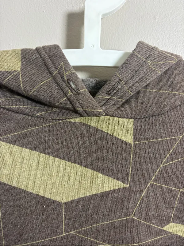 Oiselle Jagged Hoodie Pullover Geometric Print Brown/Olive - Image 6