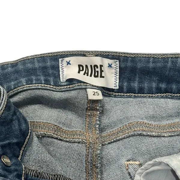 PAIGE Blue Distressed Denim Straight Leg Jeans Size 25 - Image 6
