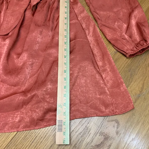 Le Lis Collection Terracotta Pink Satin Tie Front Cutout Mini Dress KD5271 Small - Image 3