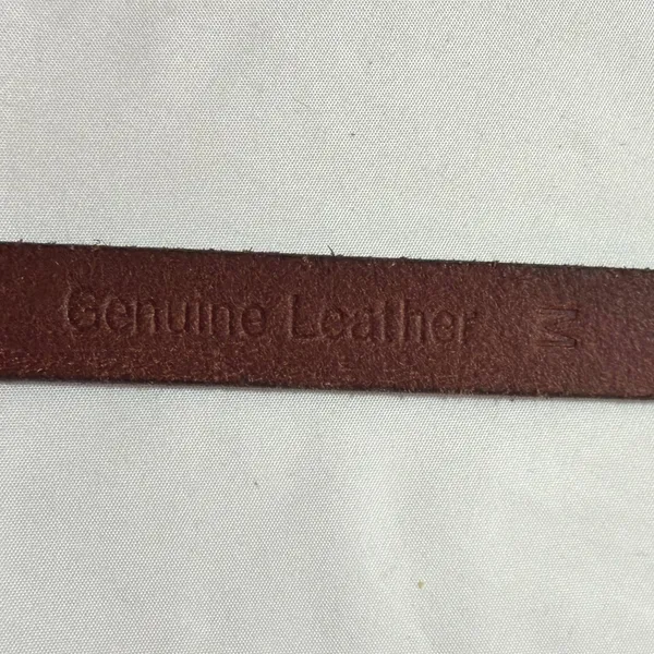 Timberland Brown Leather Belt Skinny Waist X-Stitch Keeper Logo Size M Mahogany - Image 4