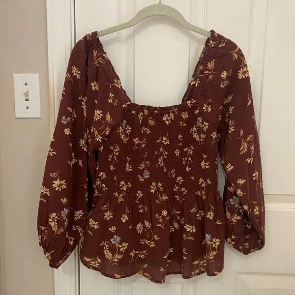 NWT!! Madewell Lucie Smocked Floral Peplum Top - Image 5