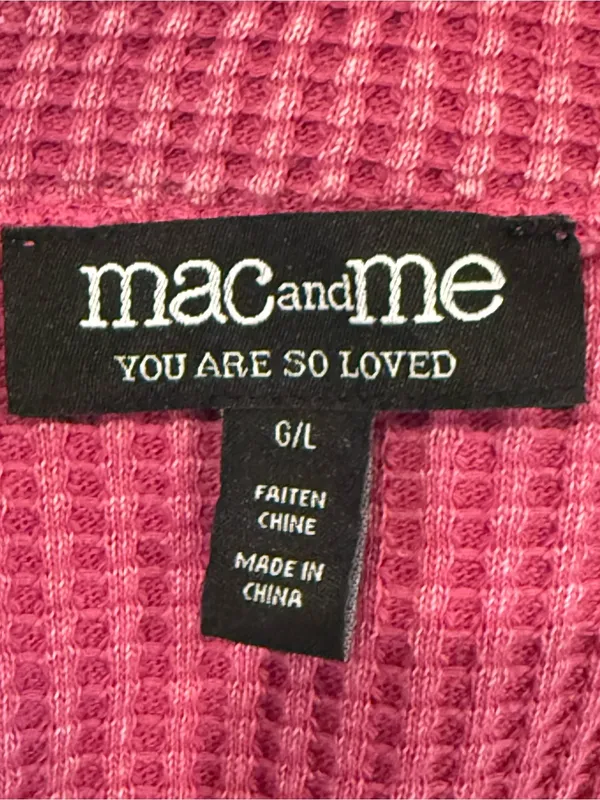 Mac and Me Pink Mineral Wash Waffle Knit Thumbhole Top Large - Image 7