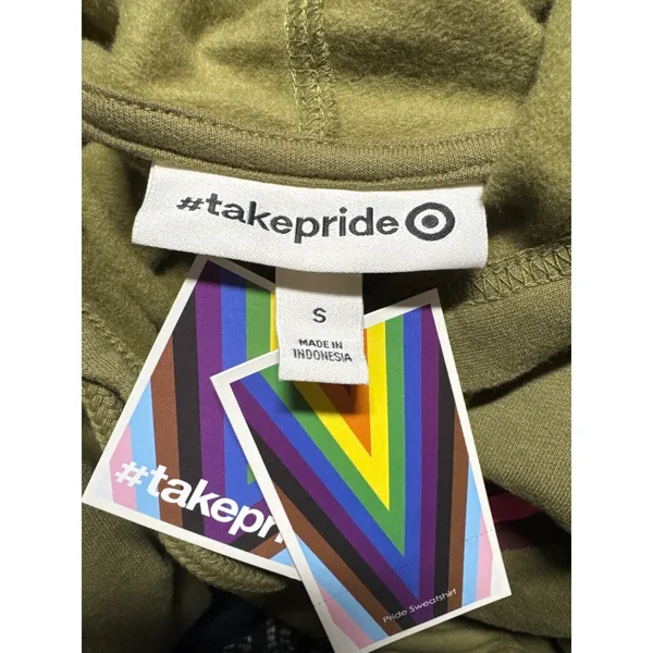 Target Pride Blu BlackBoyBe Olive Green Graphic Cropped Hoodie Sweatshirt Small‎ - Image 3