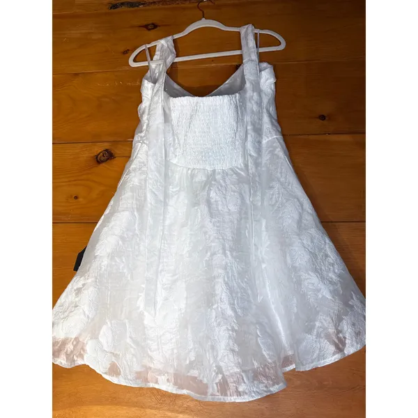NWT Lulus Bonni White Floral Jacquard Halter Mini Dress Engagement Party Size XL - Image 6