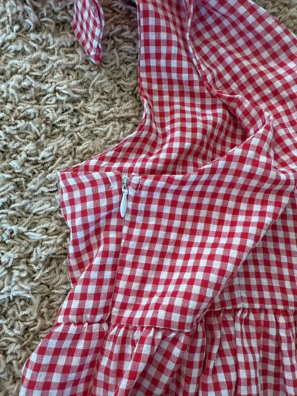 Checkered dress Red Size L - Image 2